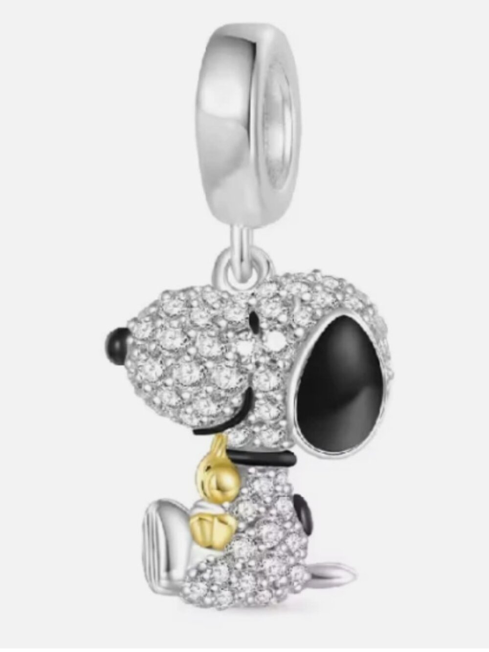 S925 Sterling Silver Snoopys Dog Bling Friends Pendant Charm Necklace Bracelet